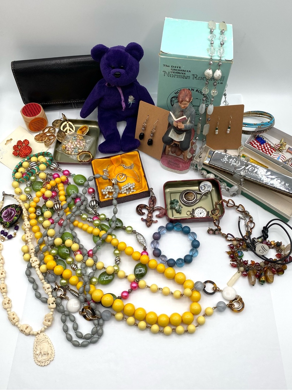 Vintage Grandma’s Junk Jewelry Drawer Lot and Miscellaneous Items